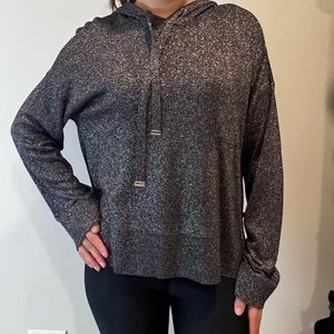 Tommy HILFIGER Womens Silver Long Sleeve Hooded Blouse